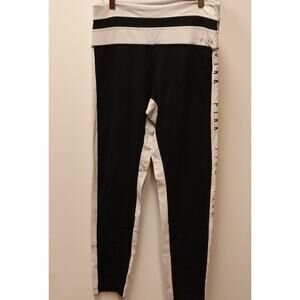 Pink Joggers Leggings Women Size Large with Logo No pockets Black White